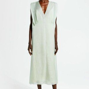 NWT THEORY BODICE DRAPE  LIGTH CHARMEUSE SILK DRESS, Size M